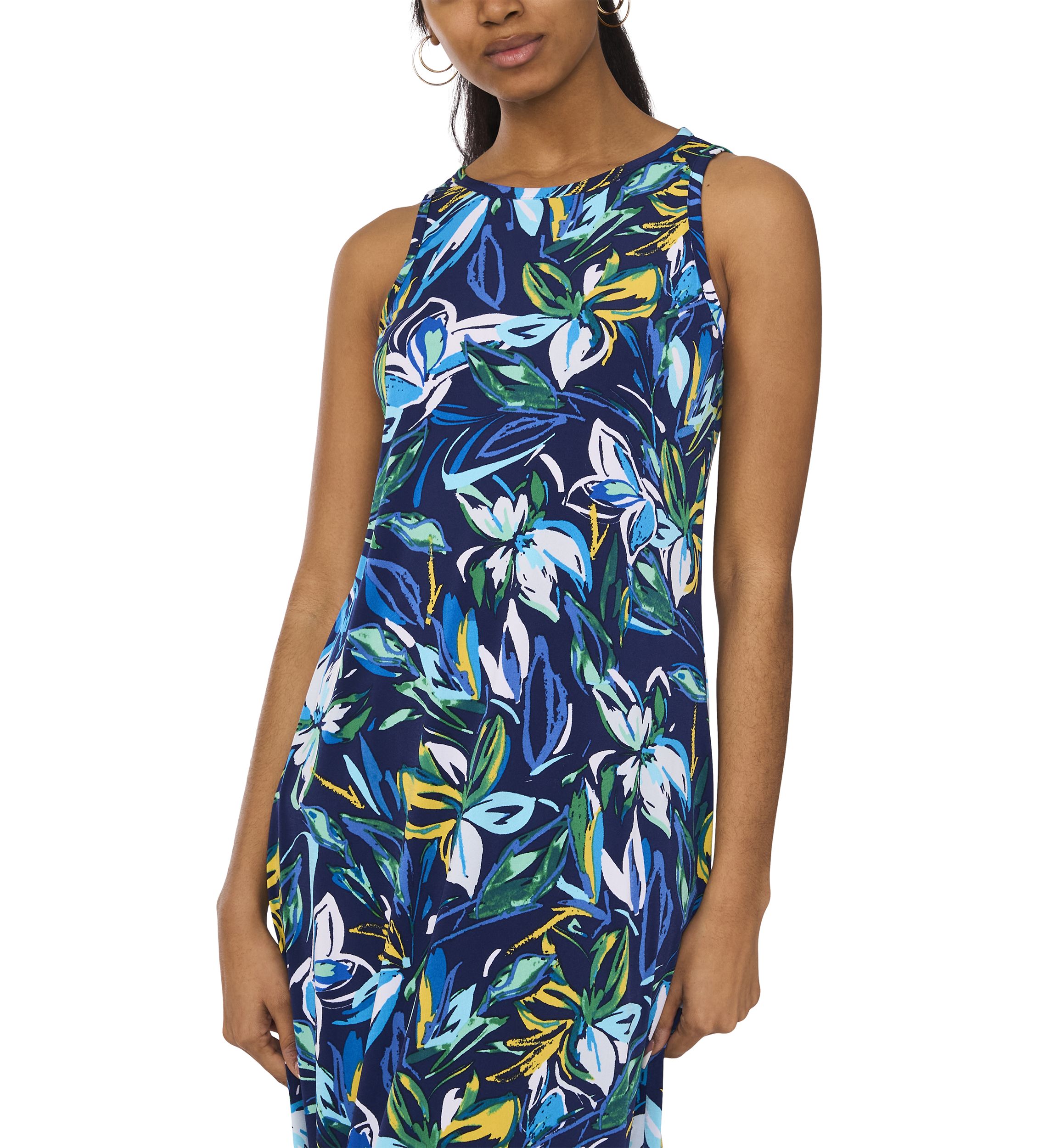 Womens Sleeveless Floral Print Maxi Dress