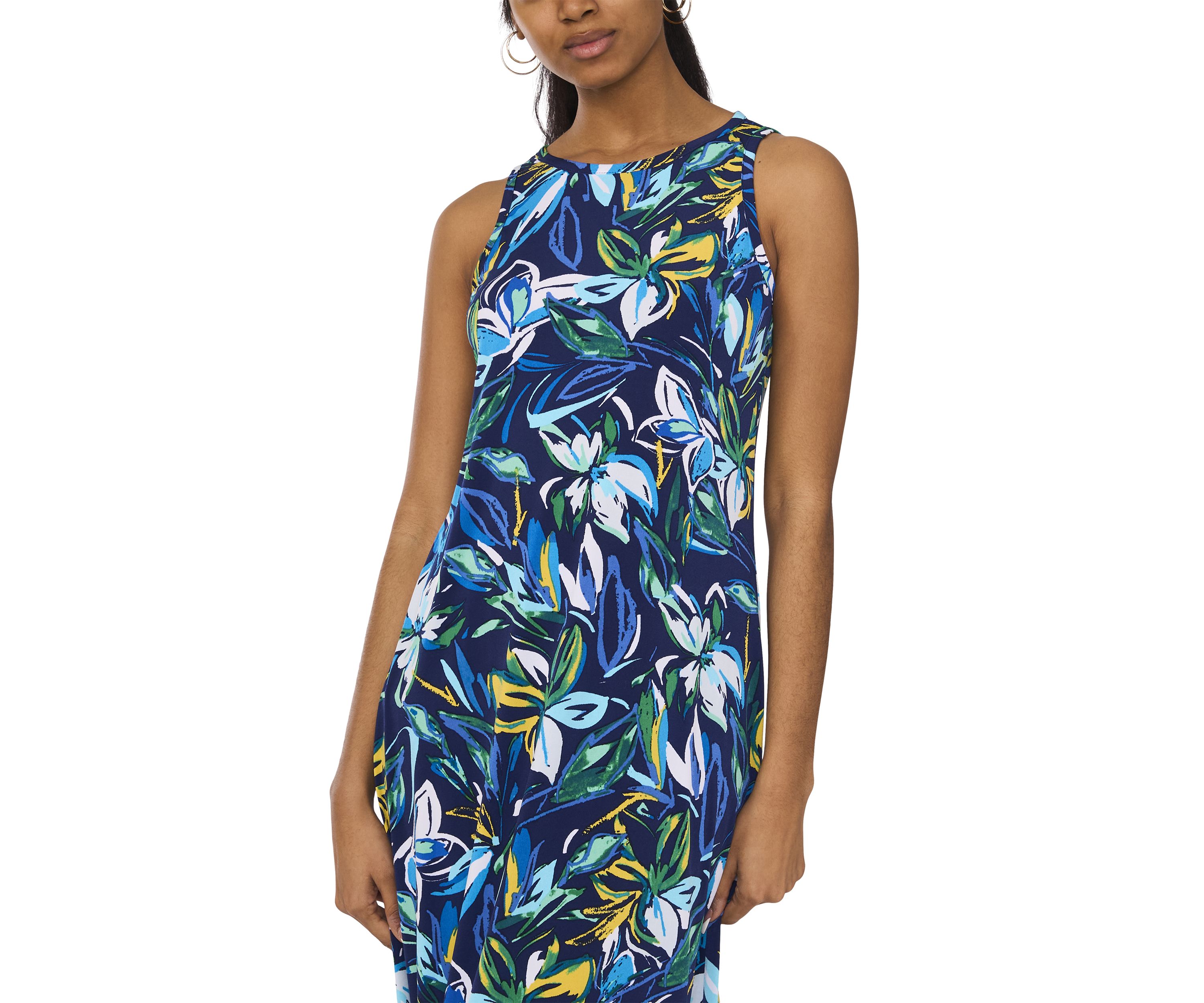 Womens Sleeveless Floral Print Maxi Dress