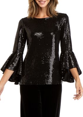 MSK Women's Bell Sleeve Sequin Top | belk