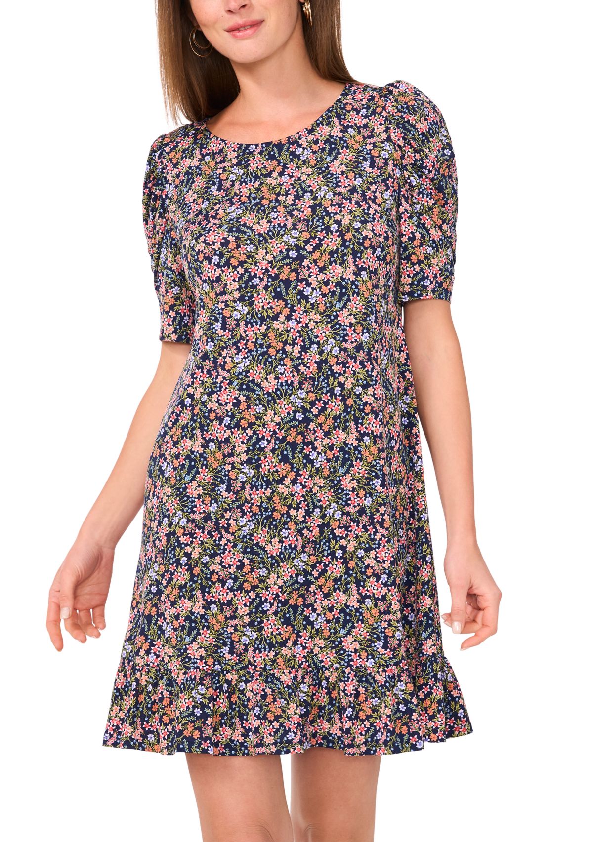 Womens Short Sleeve A-Line Mini Dress