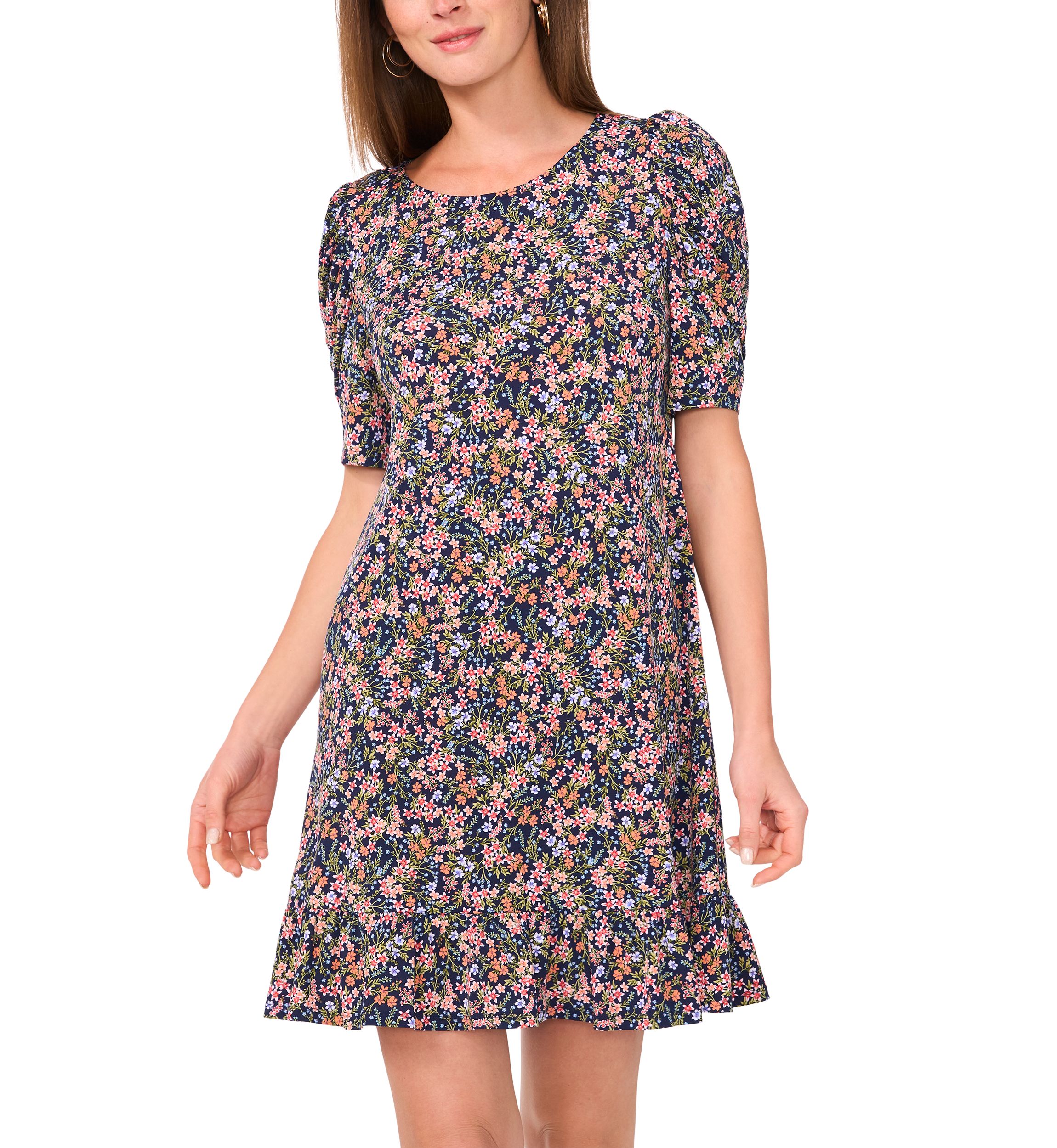 Womens Short Sleeve A-Line Mini Dress