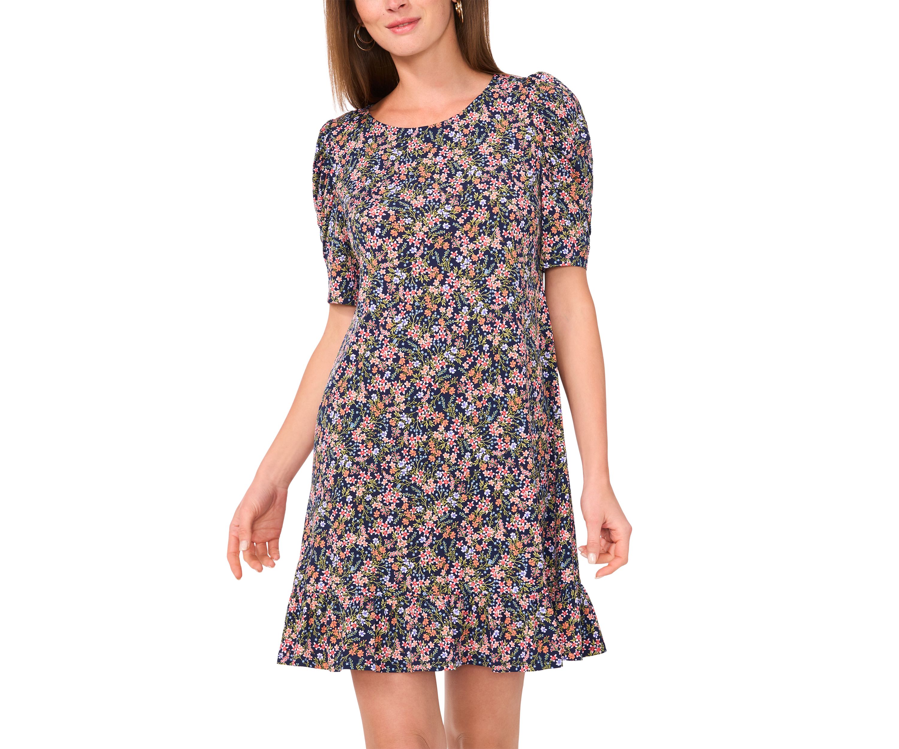 Womens Short Sleeve A-Line Mini Dress