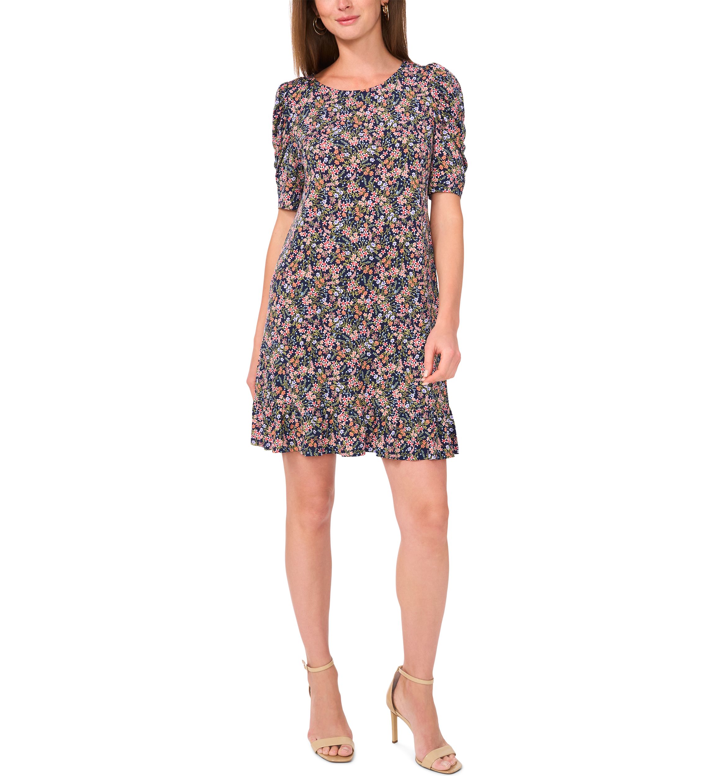 Womens Short Sleeve A-Line Mini Dress