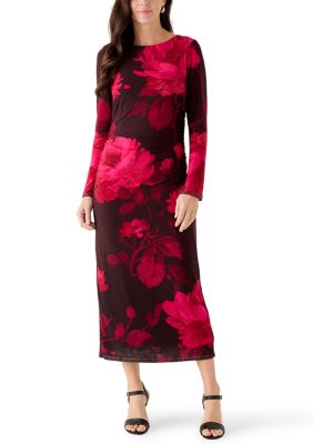 MSK Women's Long Sleeve Ruched Maxi Dress with Trim, XL