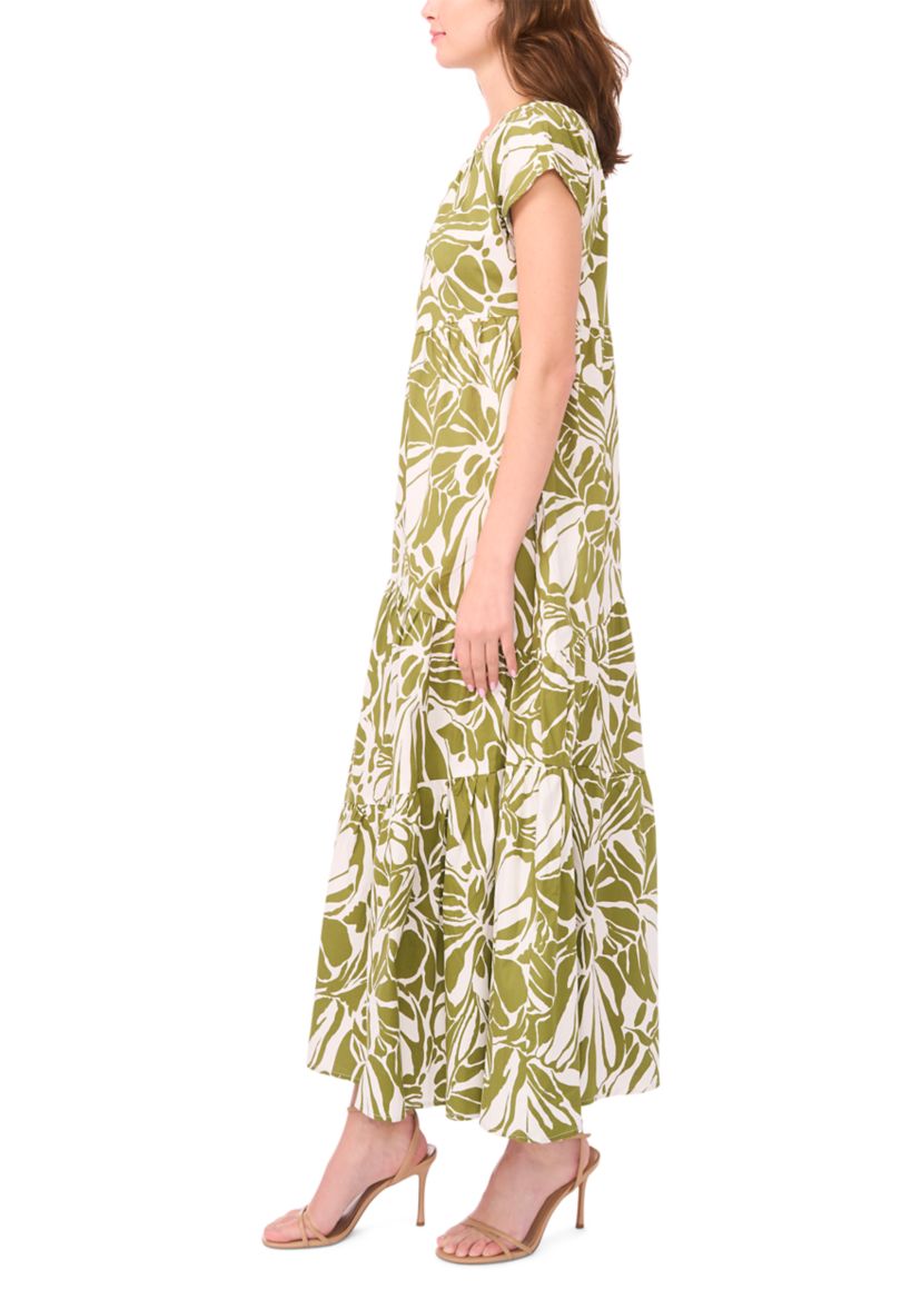 MSK Women's Short Sleeve Printed Cotton A-Line Dress, XL