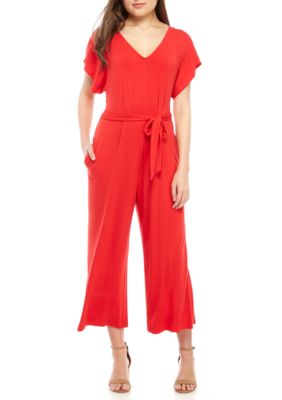 16093 Mink Cropped Belted Jumpsuit