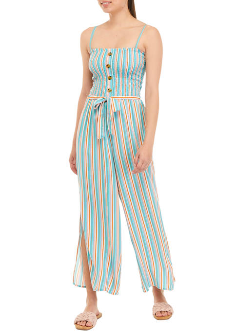 Almost Famous Juniors Sleeveless Striped Jumpsuit