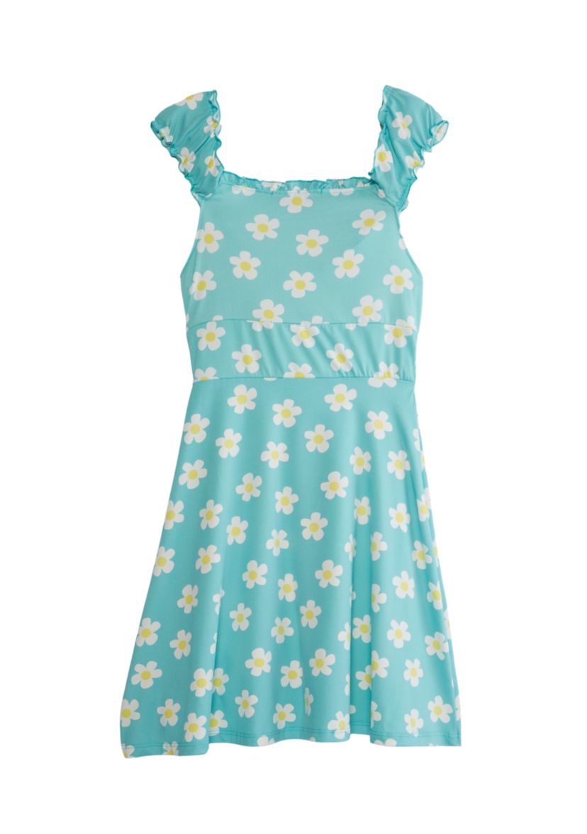 Juniors Cap Sleeve Plaid Tie Front Dress