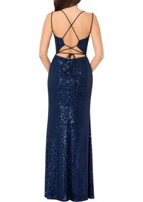 Women's Spaghetti Strap V-Neck All Over Slim Gown