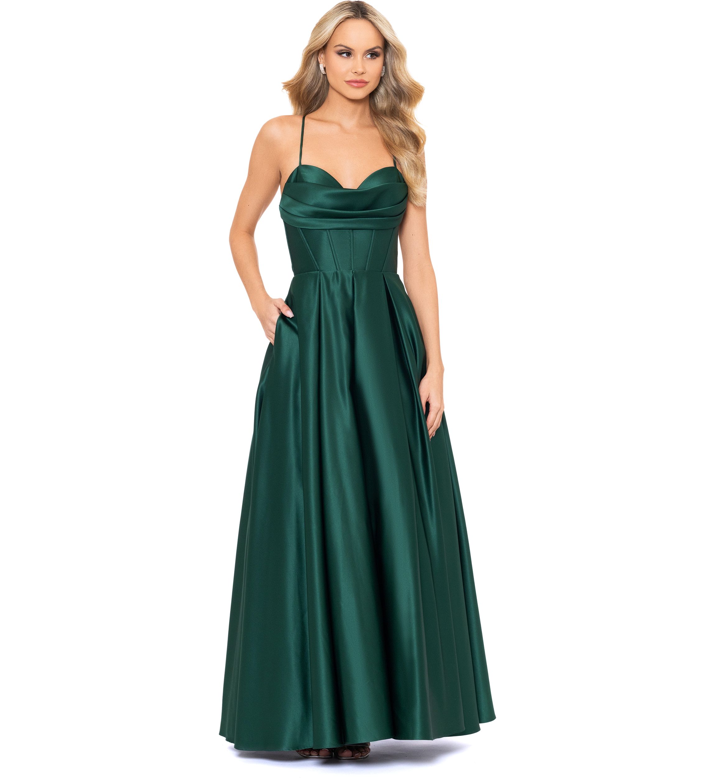open lace back dress Nox Anabel Y1808 Long Formal Beaded Prom Evening Dress
