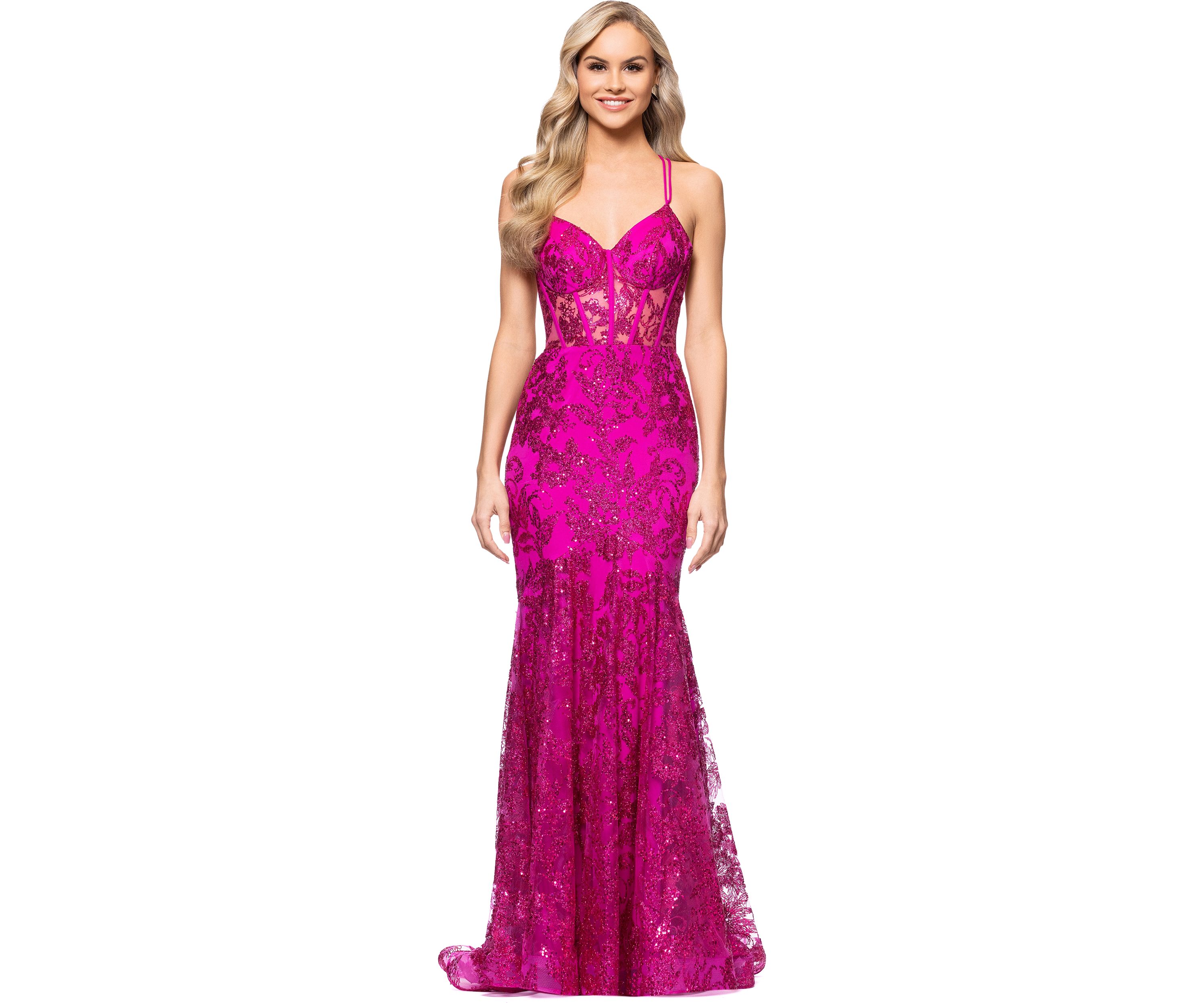 Womens Sleeveless Sequin Gown