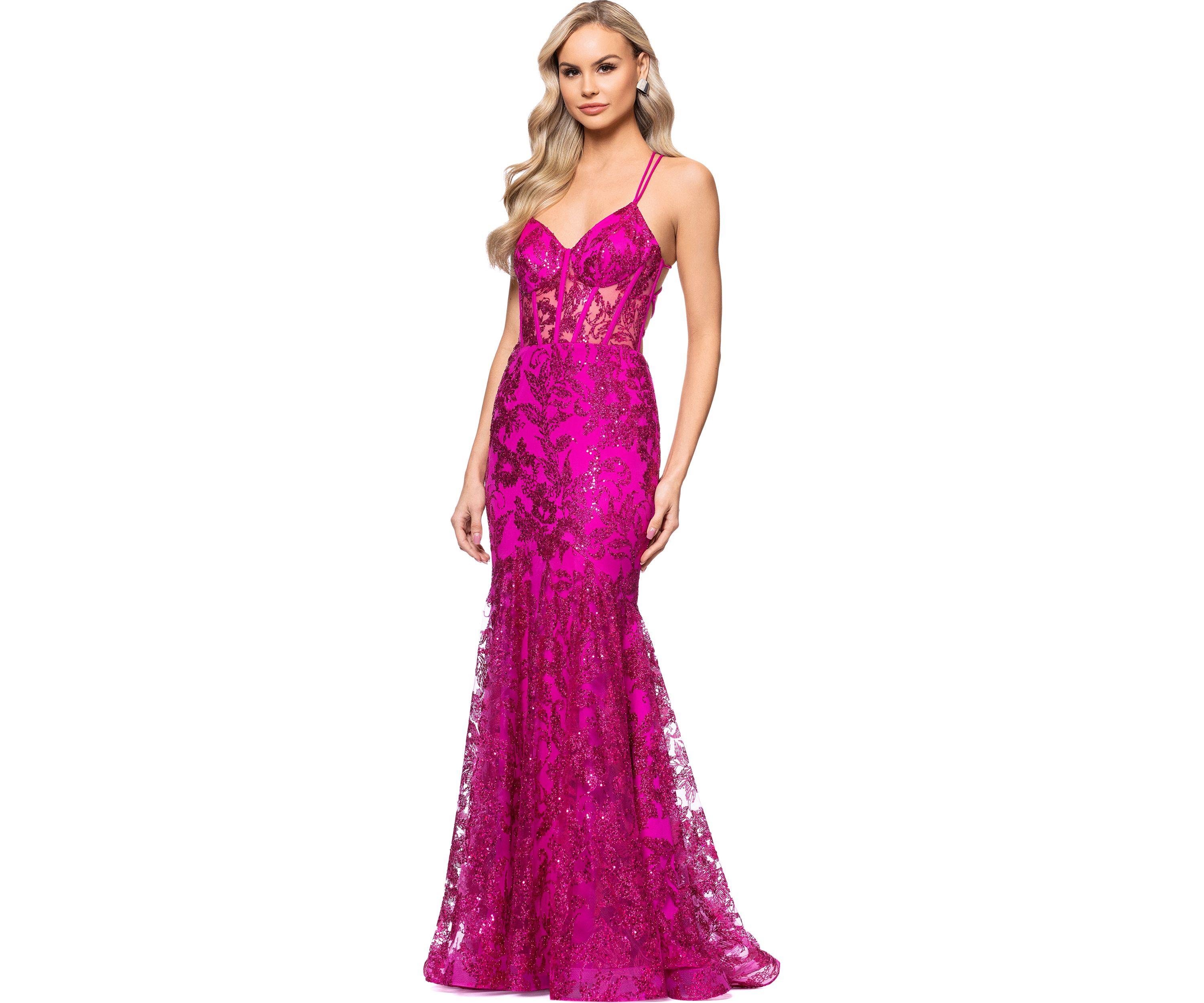 Womens Sleeveless Sequin Gown