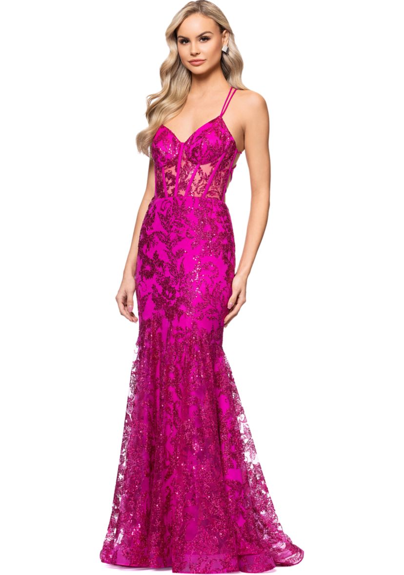 Womens Sleeveless Sequin Gown