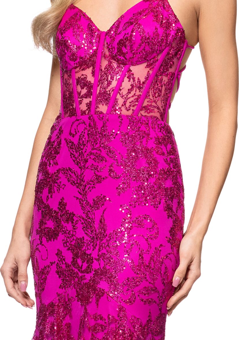 Womens Sleeveless Sequin Gown