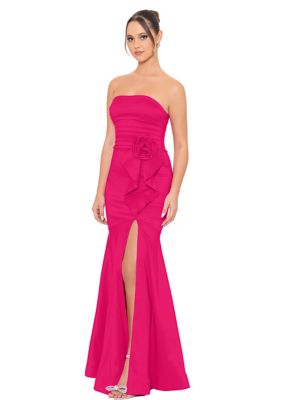 Women's Strapless Taffeta Rosette Mermaid Gown
