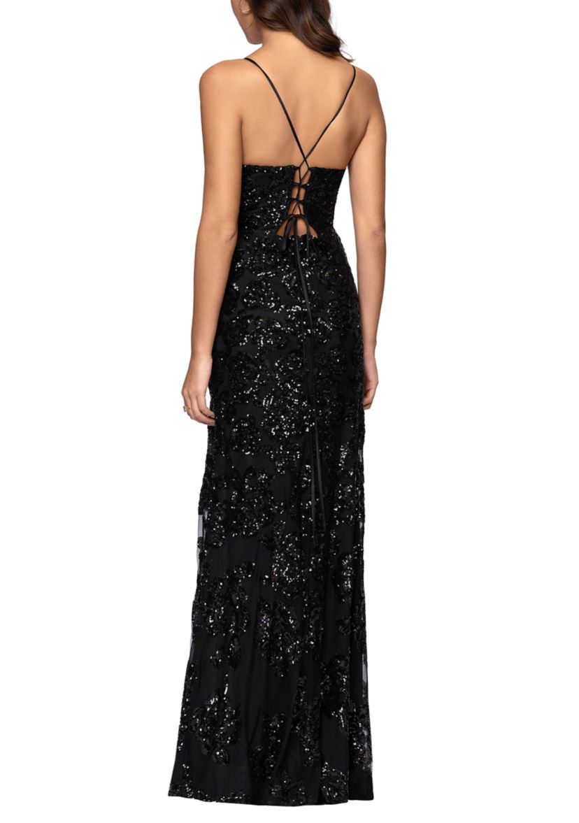 belk sequin dress Blondie Nites Women's Rose Pattern Sequin Gown