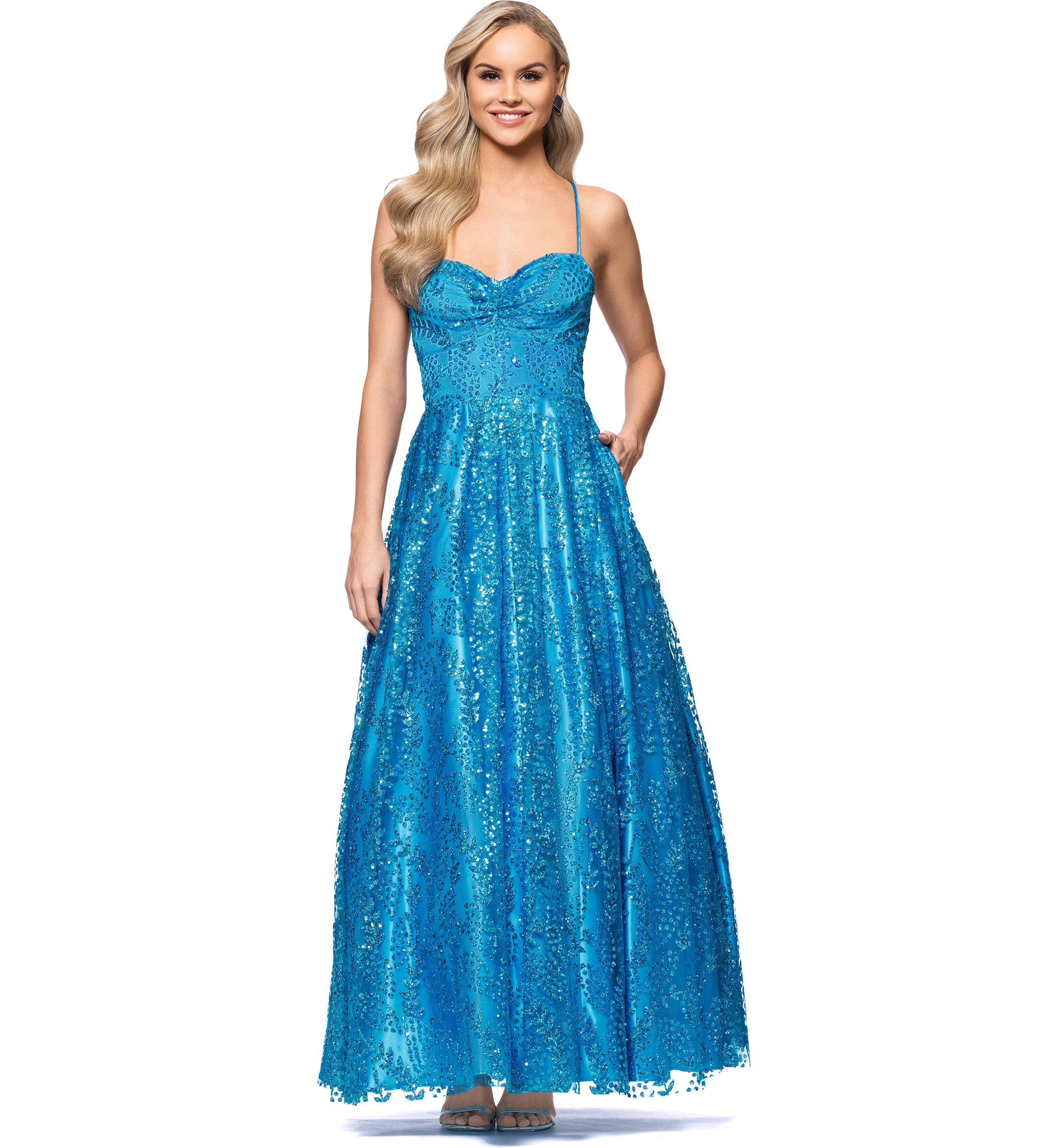Womens Sleeveless Sequin Gown