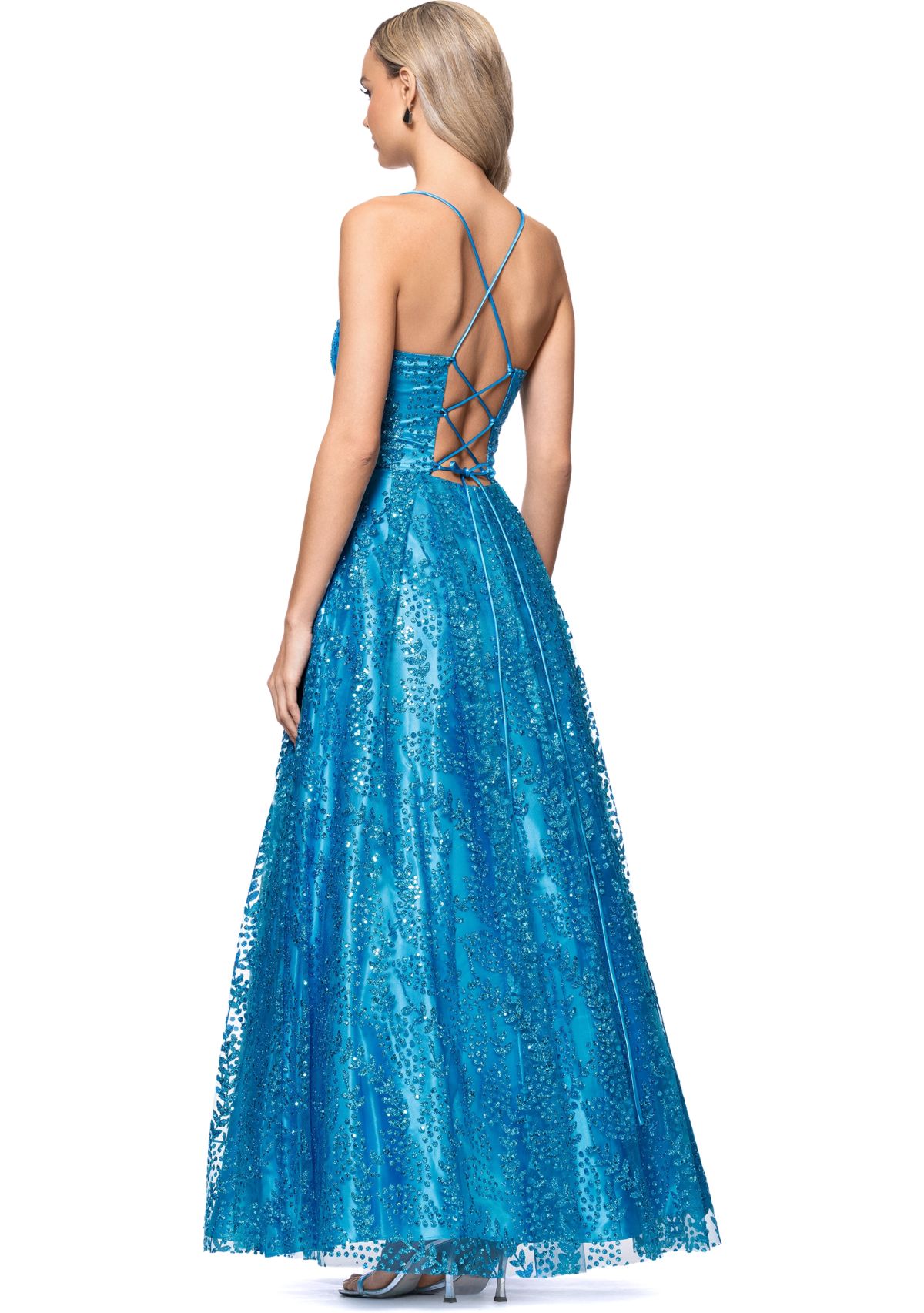 Womens Sleeveless Sequin Gown