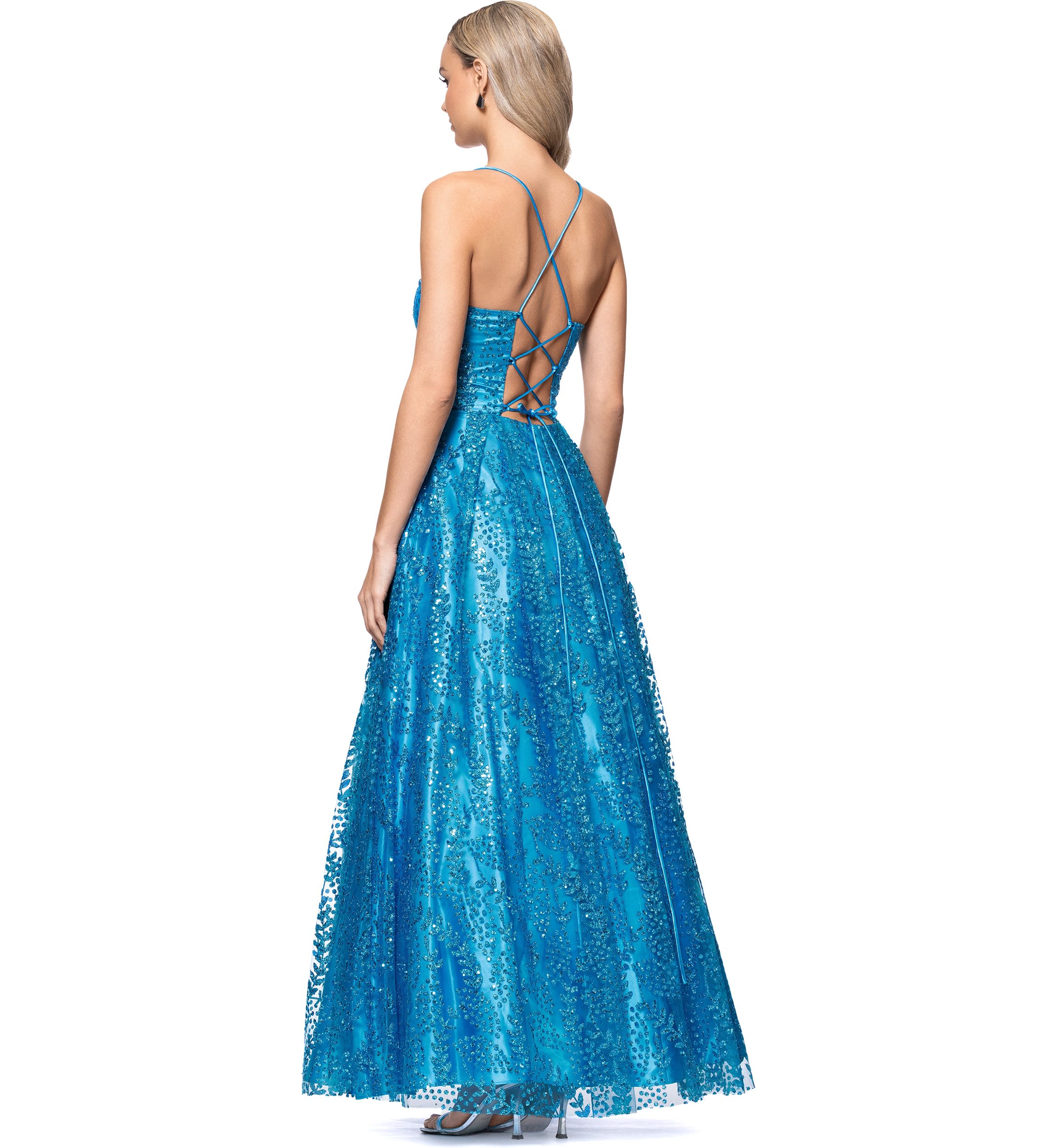 Womens Sleeveless Sequin Gown