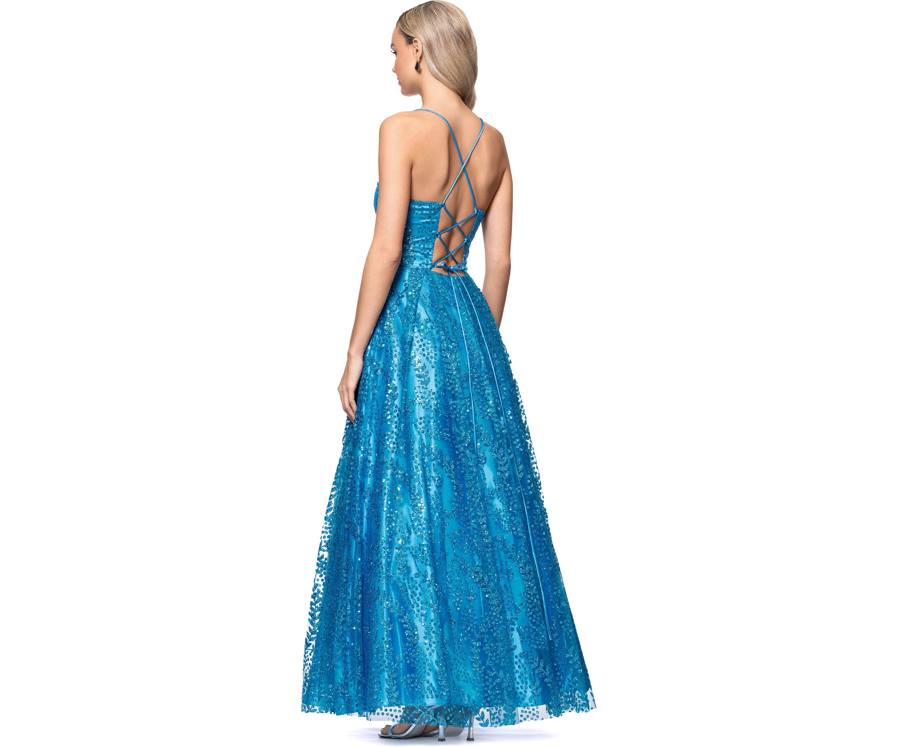 Womens Sleeveless Sequin Gown
