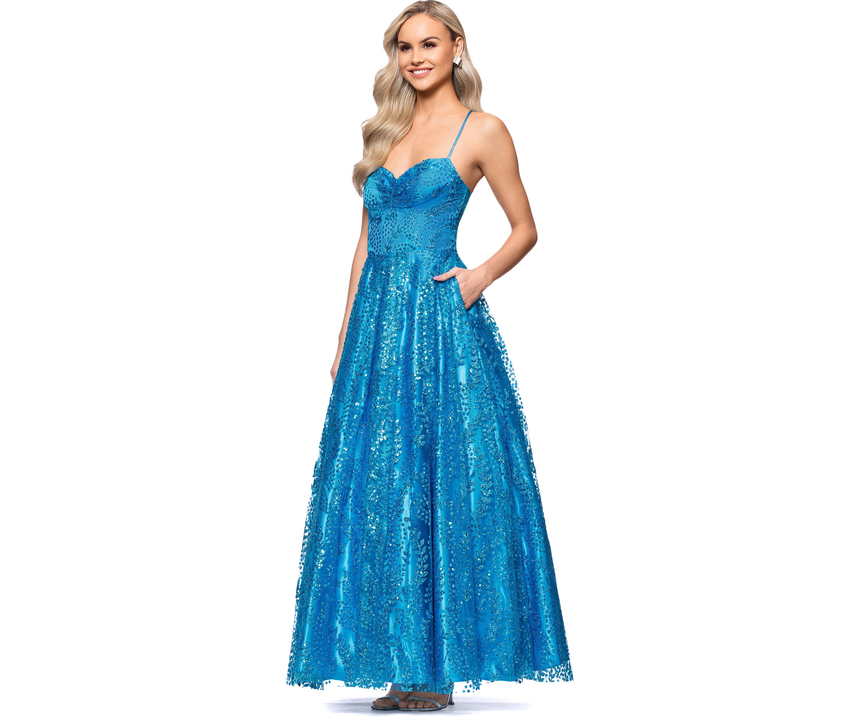Womens Sleeveless Sequin Gown