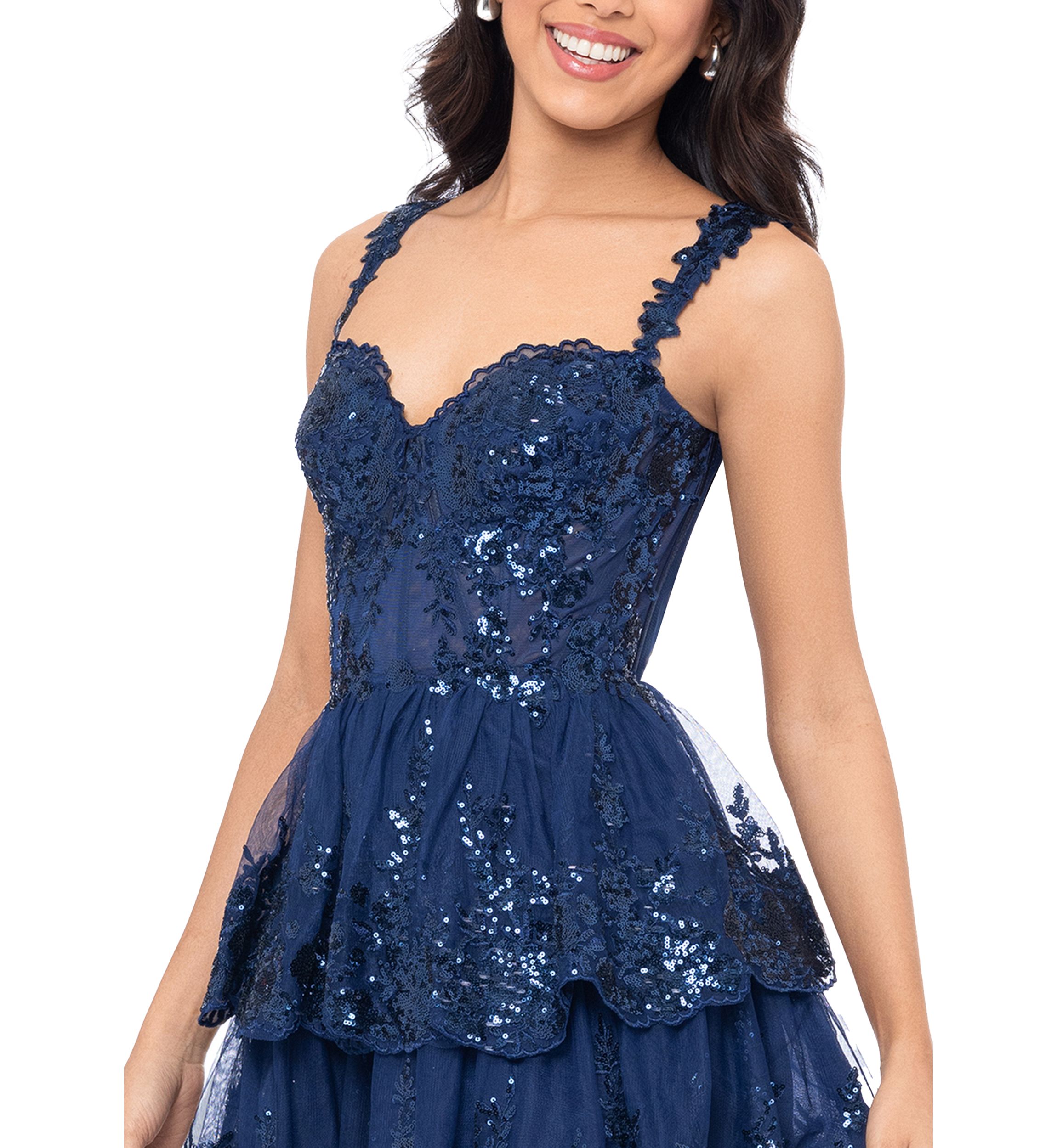 Womens Sleeveless Sweetheart Solid Corset Lace Fit and Flare Dress