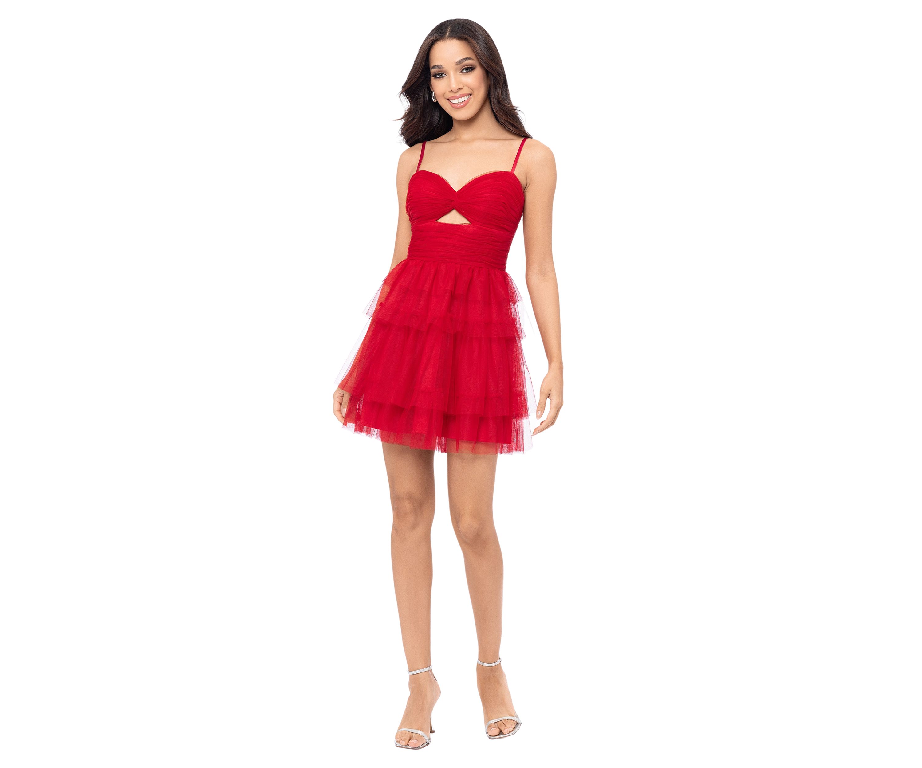 Short Mesh Ruffled Party Dress