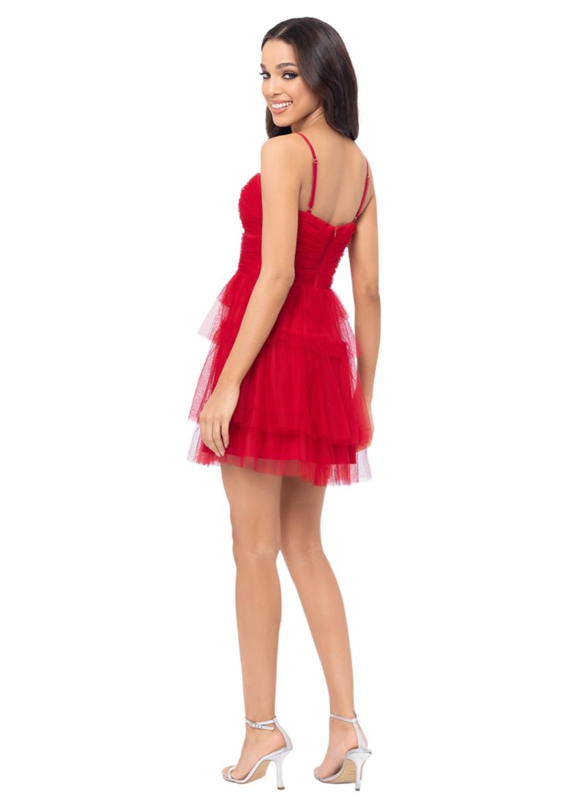 Short Mesh Ruffled Party Dress