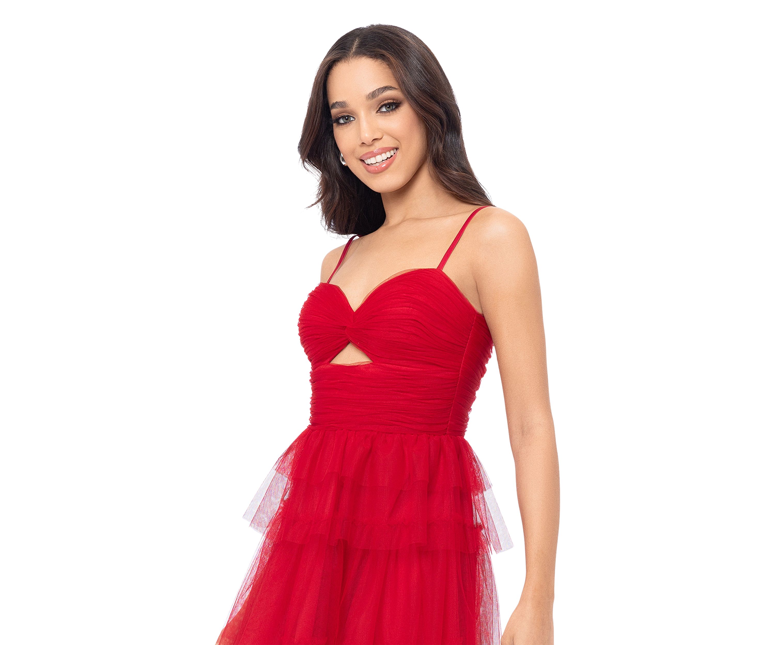 Short Mesh Ruffled Party Dress