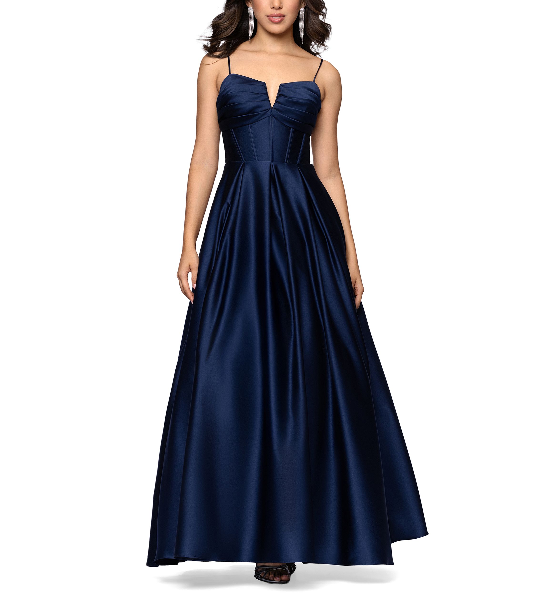 black high neck formal dress Chic Long Sleeves Black Mermaid Prom Dress Beadings High Neck Satin Evening  Dress with Side Slit #SEK196 main image 1
