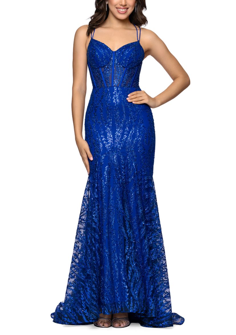 Blondie Nites Women's Glitter Illusion Dress | Belk