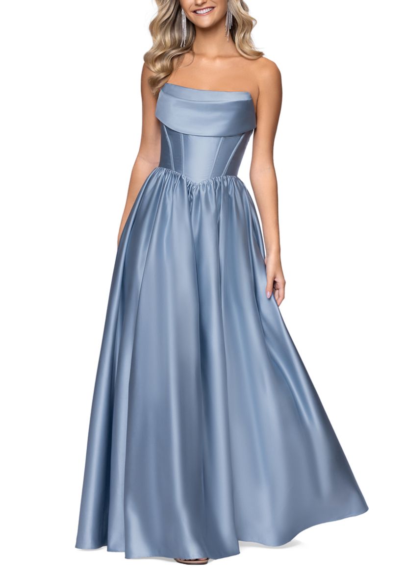 Blondie Nites Women's Satin Corset Ballgown, Blue, 1