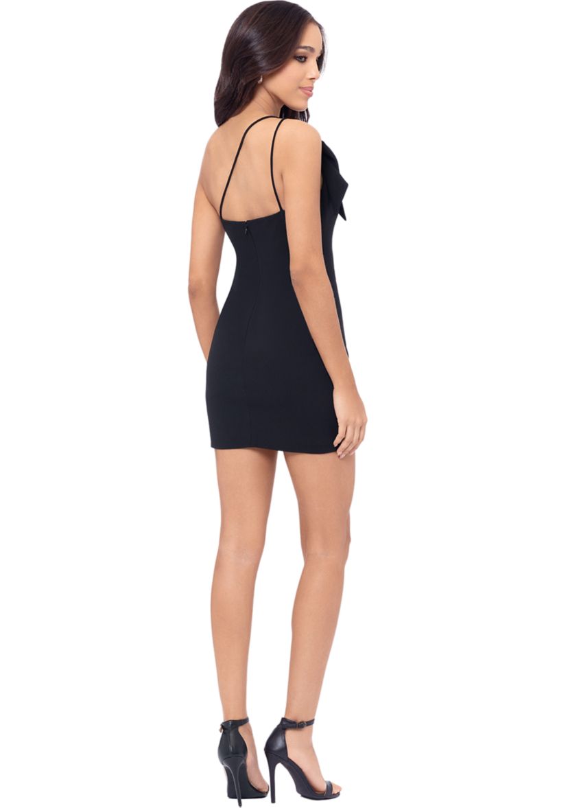 Womens Strapless Bow Detail Solid Sheath Dress