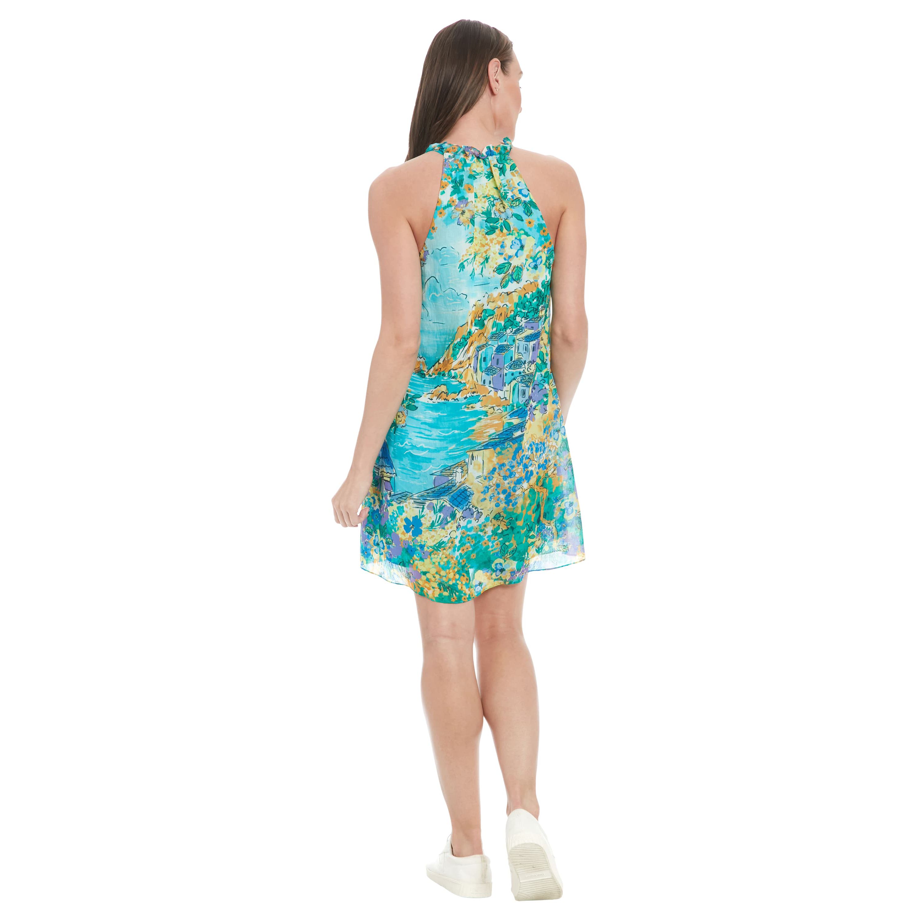 Ruffle Neckline A-Line Dress