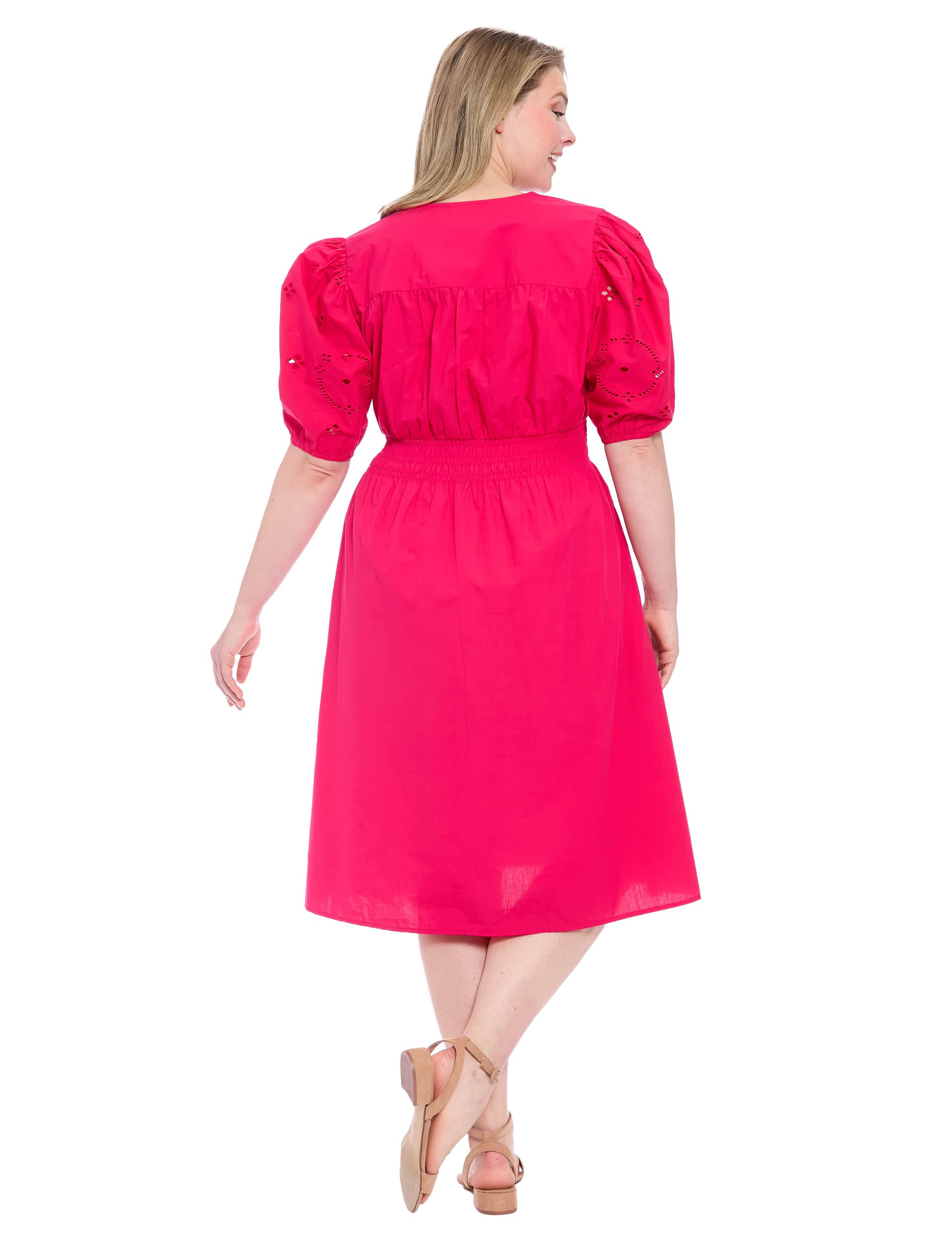 V-Neck Embroidered Sleeve Midi