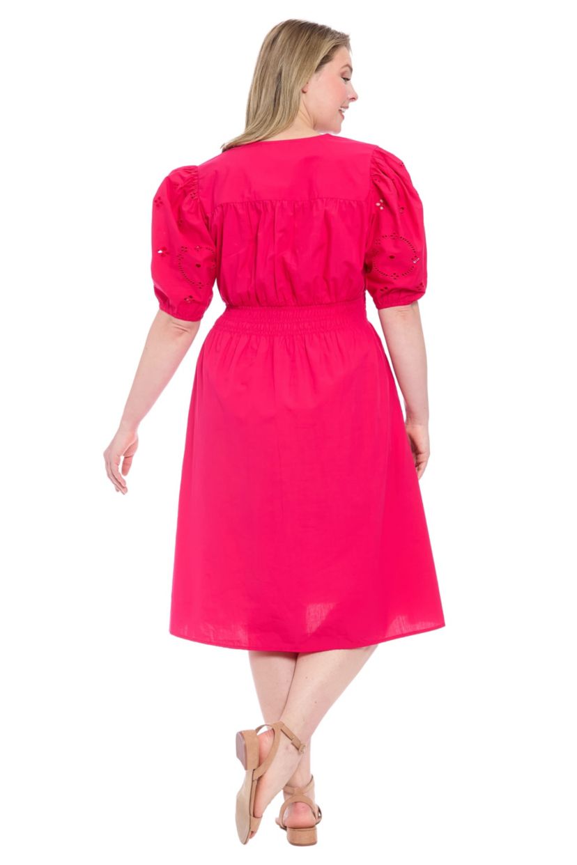 V-Neck Embroidered Sleeve Midi