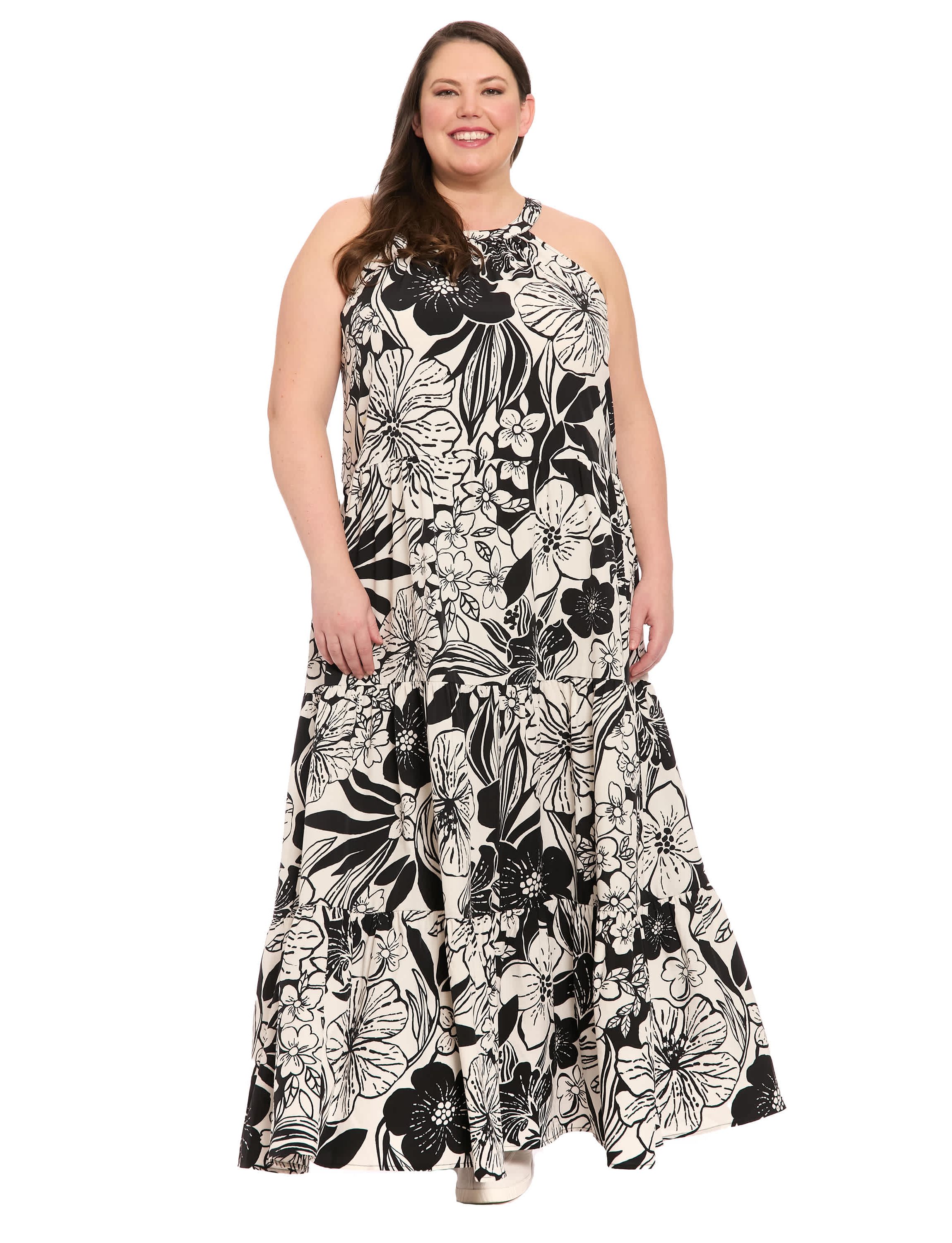 Halter A-Line Tiered Maxi Dress