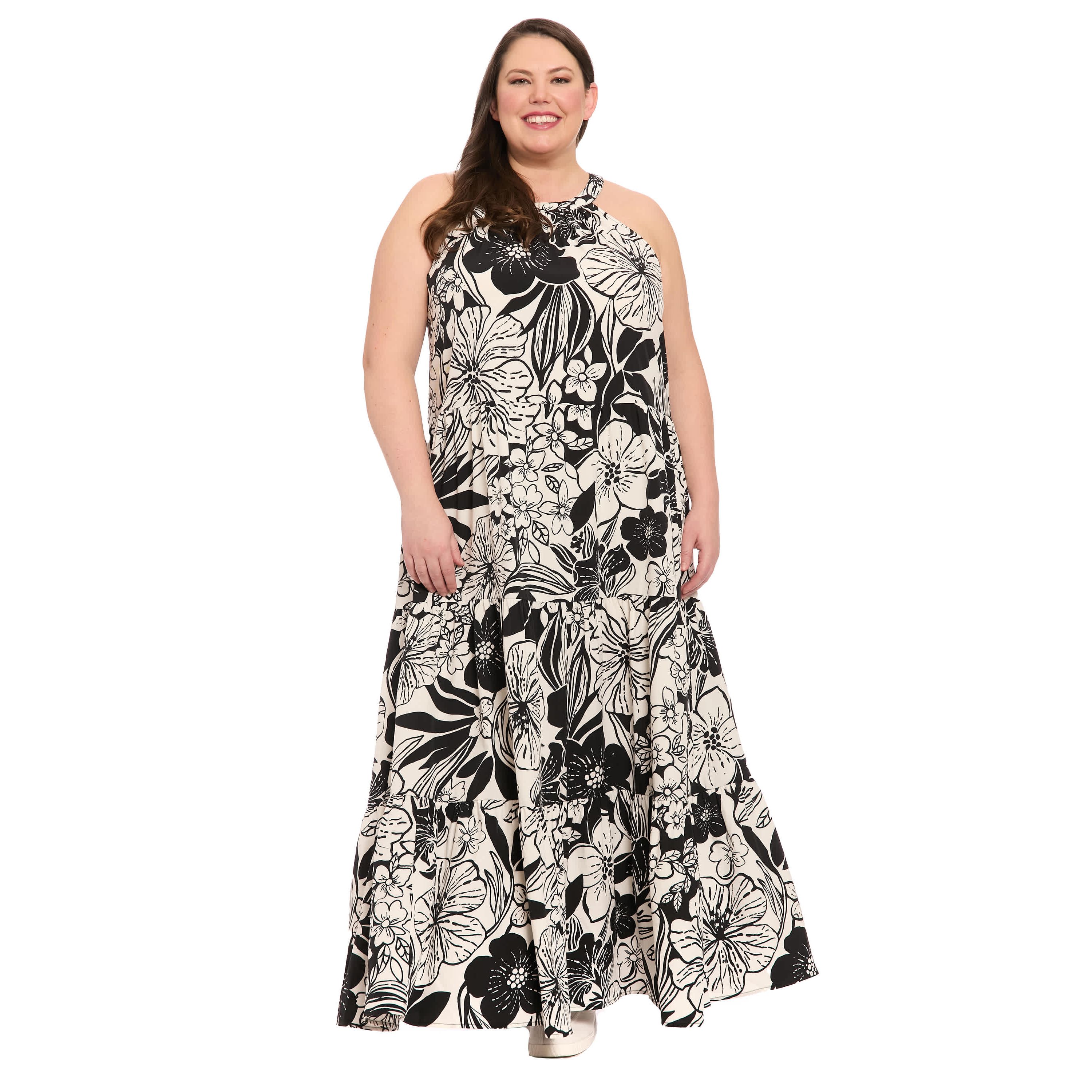 Halter A-Line Tiered Maxi Dress