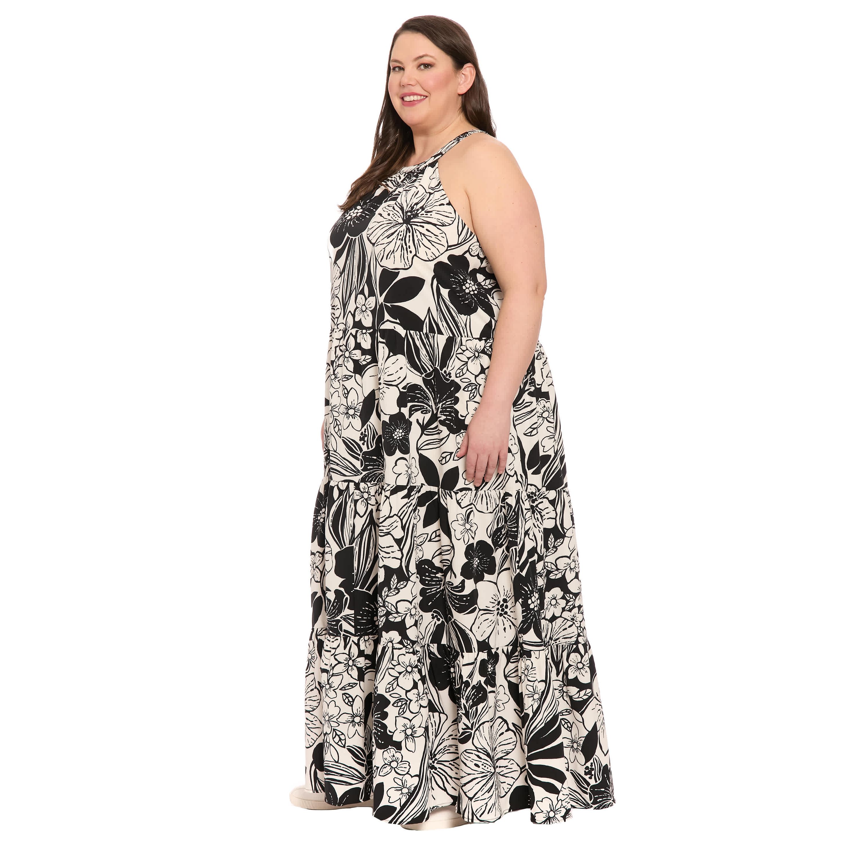 Halter A-Line Tiered Maxi Dress
