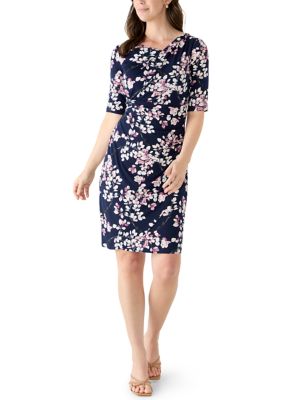Connected Apparel Women's Short Sleeve Printed Shift Dress