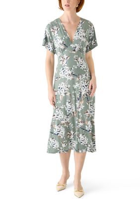 Connected Apparel Women's Short Sleeve Printed Maxi Dress
