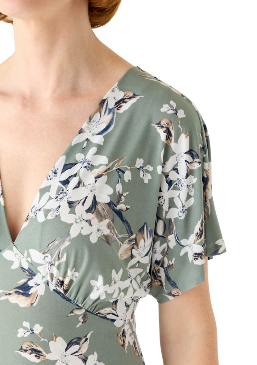 Connected Apparel Women's Short Sleeve Printed Maxi Dress, Sage, 6