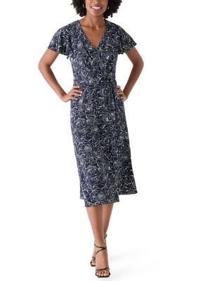 Connected Apparel Women's Short Sleeve Printed Airflow Wrap Dress