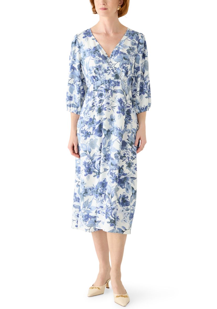 connected apparel dress HALTER it features a round neckline Connected Apparel 3/4 Sleeve Solid