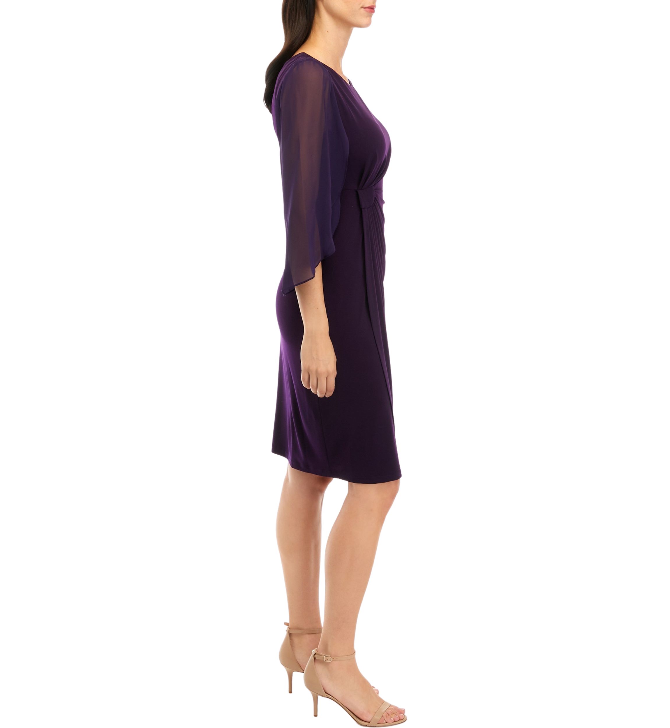 Womens Solid Dress with Chiffon Sleeves