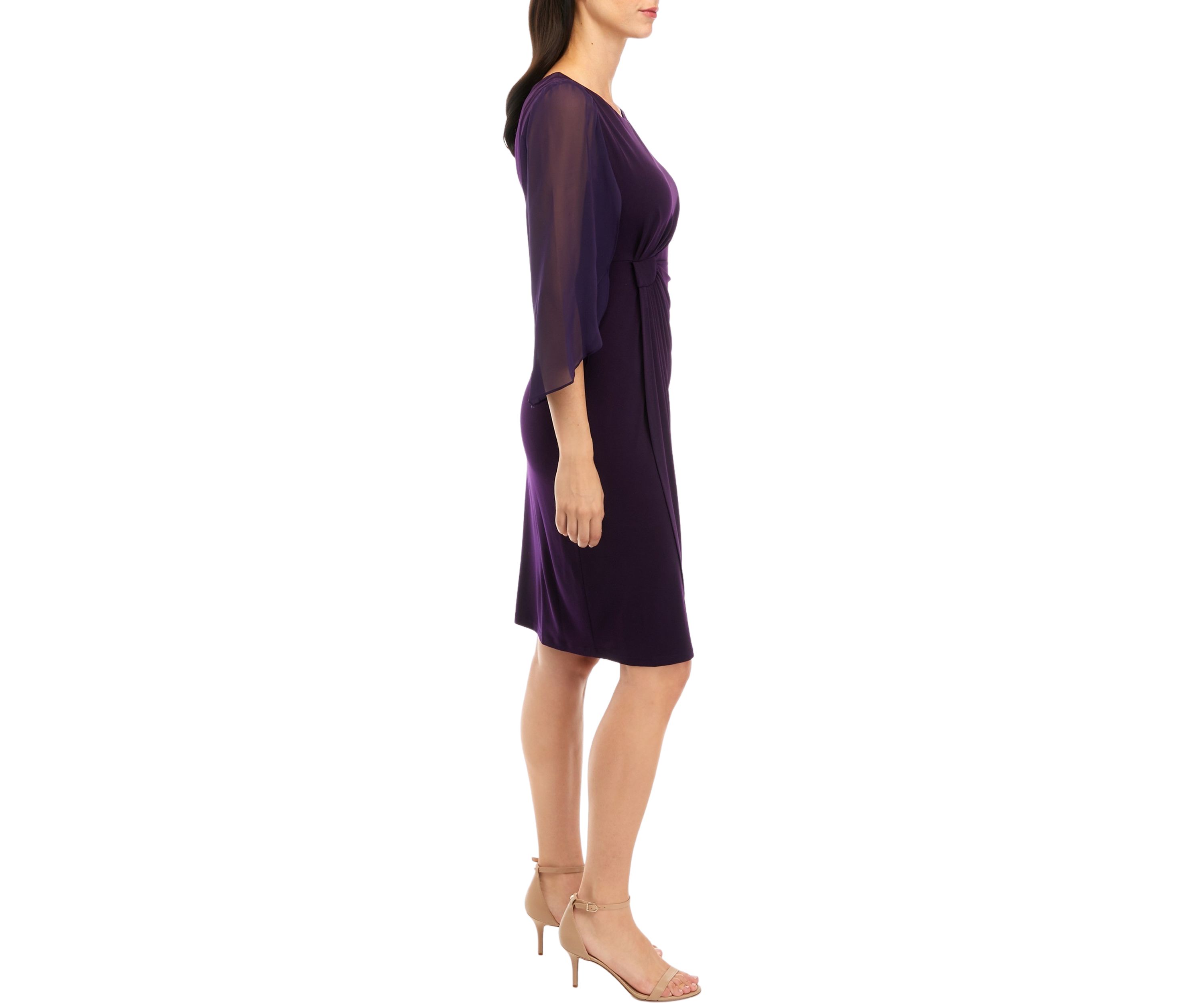 Womens Solid Dress with Chiffon Sleeves