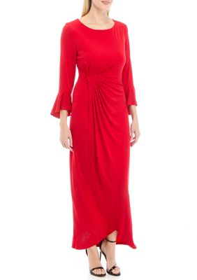 Connected Apparel Women s 3 4 Sleeve Solid Slim Maxi Dress belk