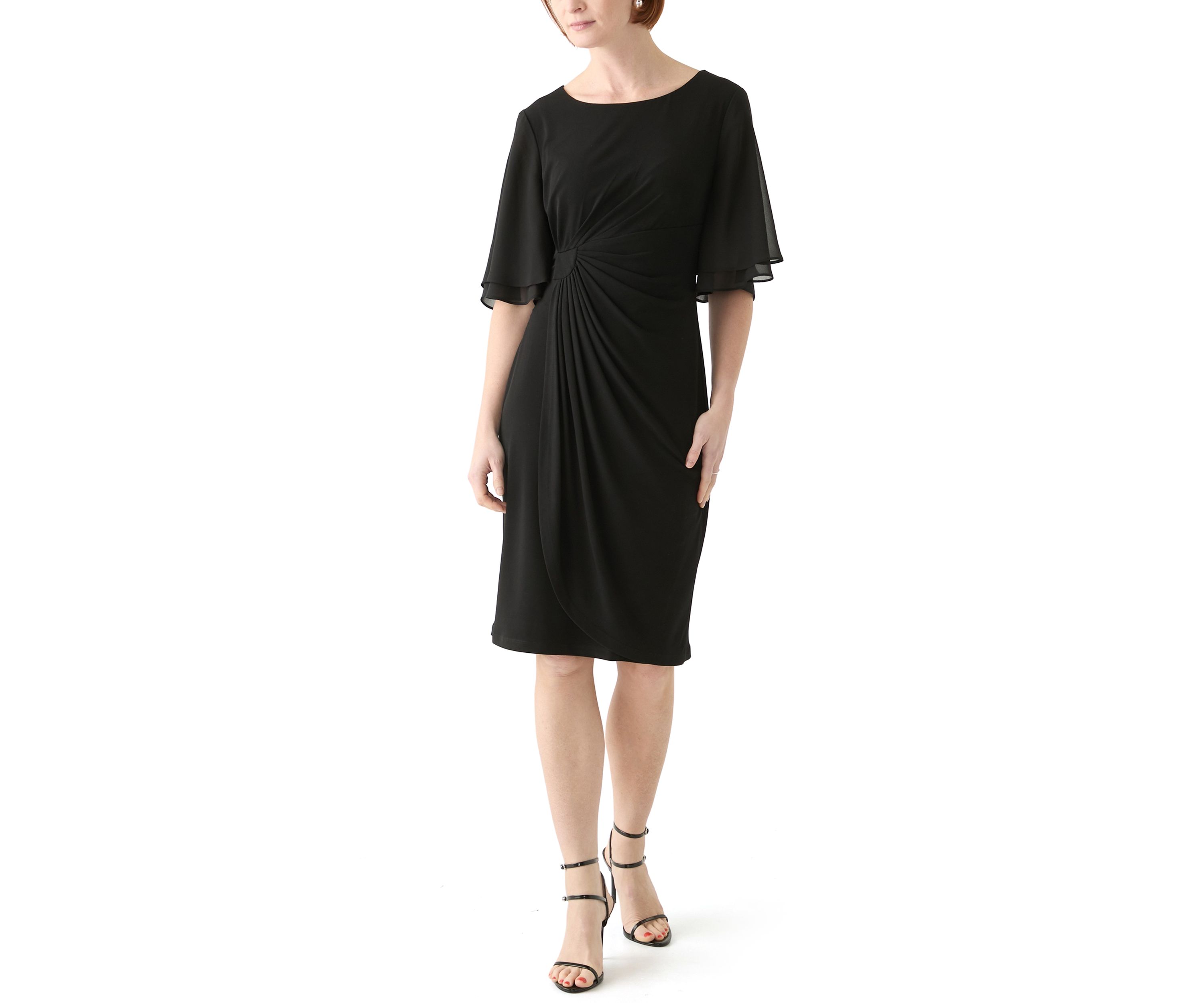 Womens Short Sleeve Crew Neck Solid Sheath Dress