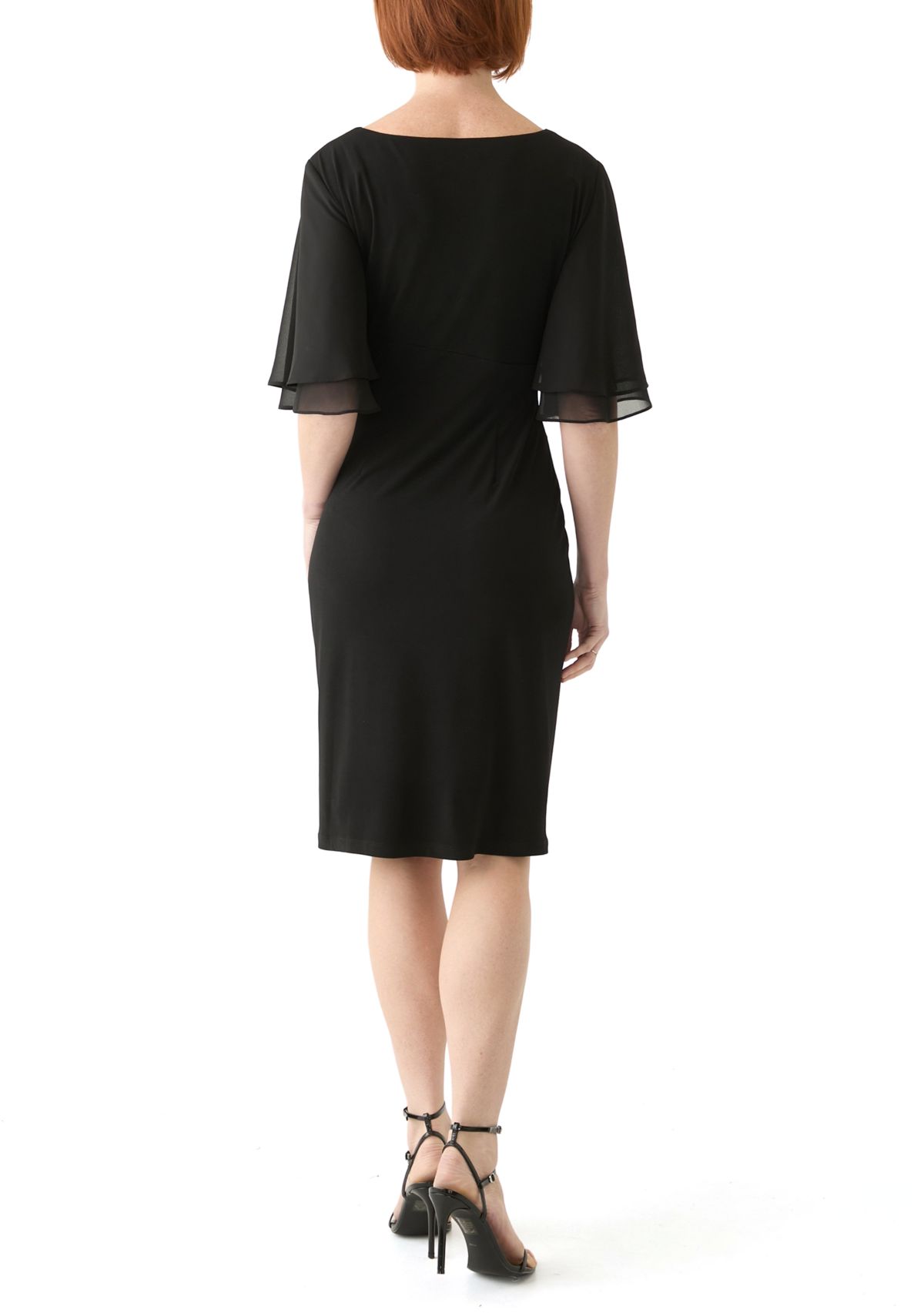 Womens Short Sleeve Crew Neck Solid Sheath Dress