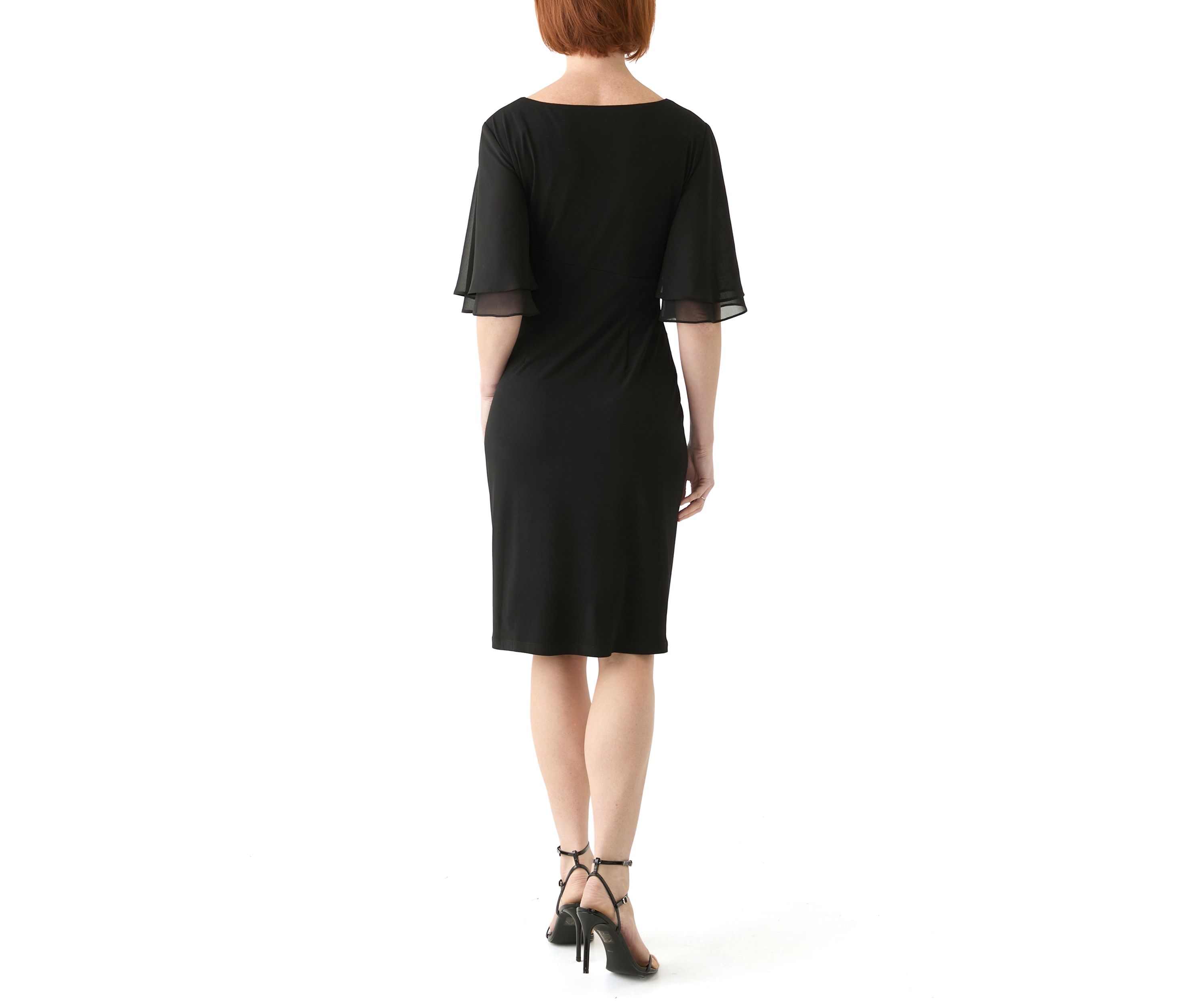 Womens Short Sleeve Crew Neck Solid Sheath Dress